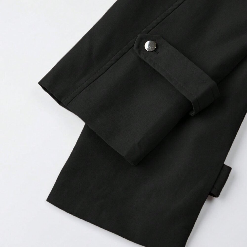 Black Casual Women Long Sleeve Front Zipper Jacket with Pockets - Picture 7 of 7